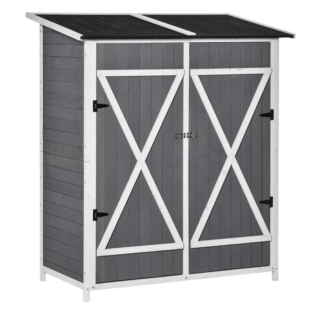 GARTENSCHRANK, Geräteschuppen mit 2 Tür, Antidumping Design, Tannenholz, Grau+Weiß - Multicolor, Holz (75/60/139cm) - Outsunny