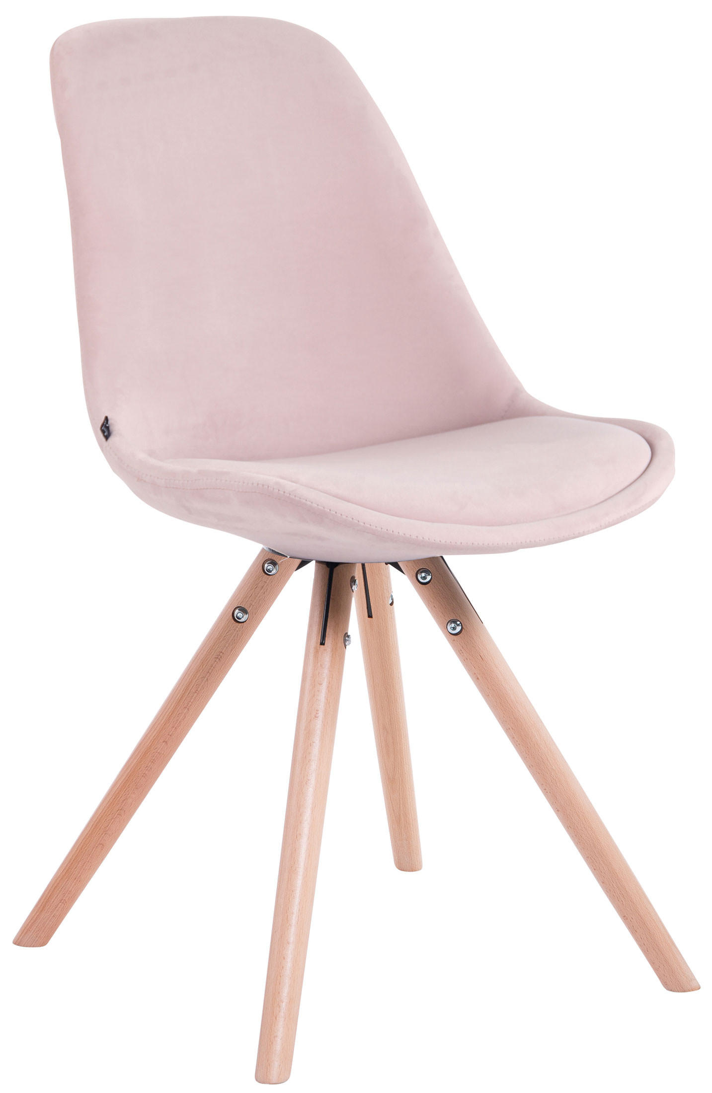 STUHL Samt pink - Pink/Eukalyptusholzfarben, Holz/Textil (48/84/56cm) - CLP