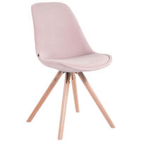 STUHL Samt pink - Pink/Eukalyptusholzfarben, Holz/Textil (48/84/56cm) - CLP