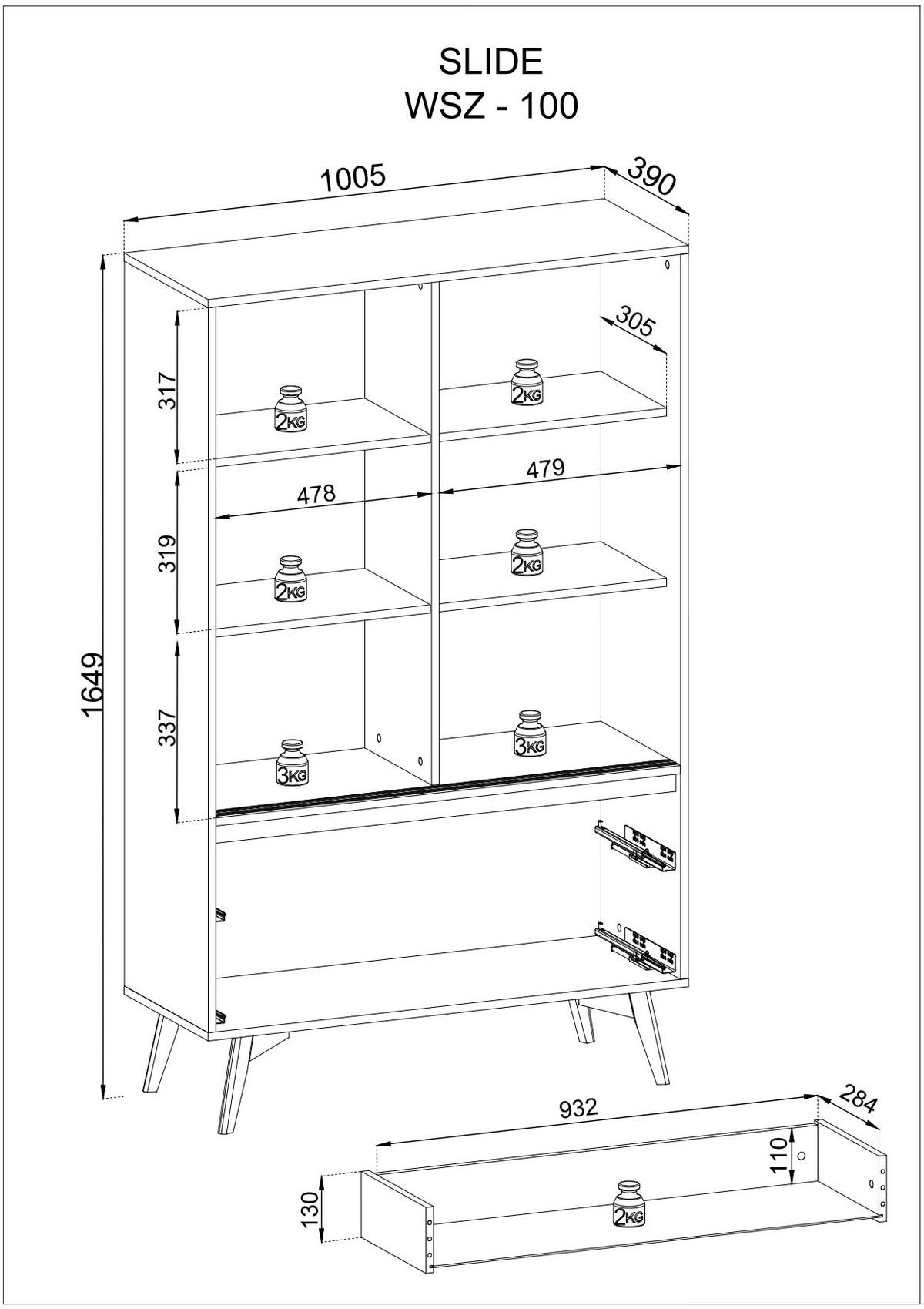 VITRINE – 100 cm – Slide – Eichefarben - Eichefarben, Holzwerkstoff (100/165/39cm) - hi-markt