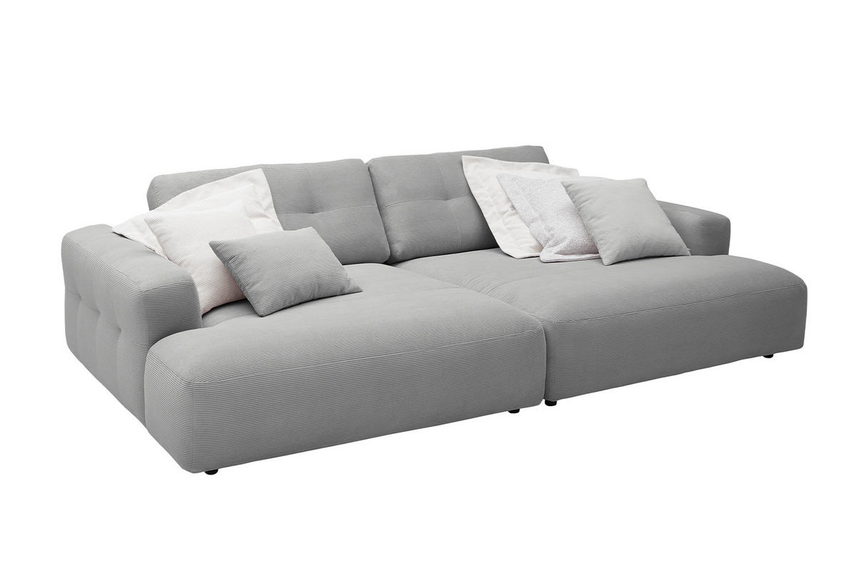 BIG SOFA MIKA Grau Cord - Schwarz/Grau, Kunststoff/Textil (300/86/167cm) - KAWOLA