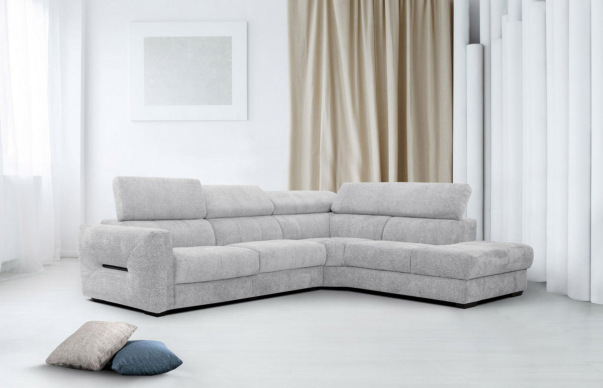ECKSOFA CALVERA 5-Sitzer, hellgrau - Hellgrau, Holzwerkstoff/Textil (298/239cm) - Courtois Laville
