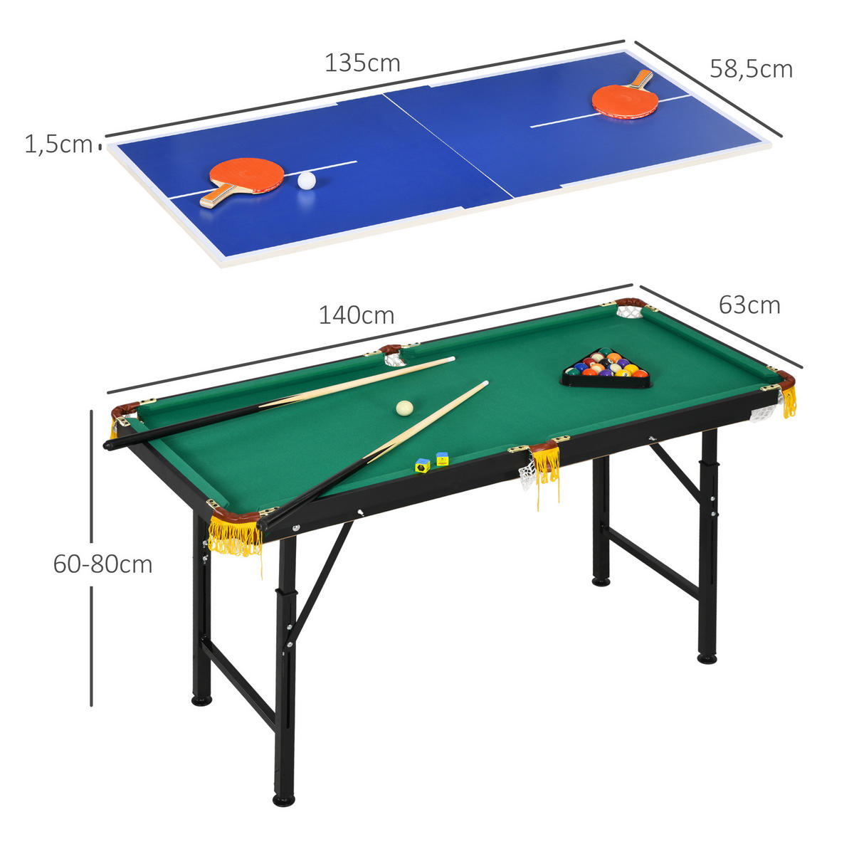 MULTIGAME Spieletisch - Blau, Holzwerkstoff (63/140cm) - SPORTNOW