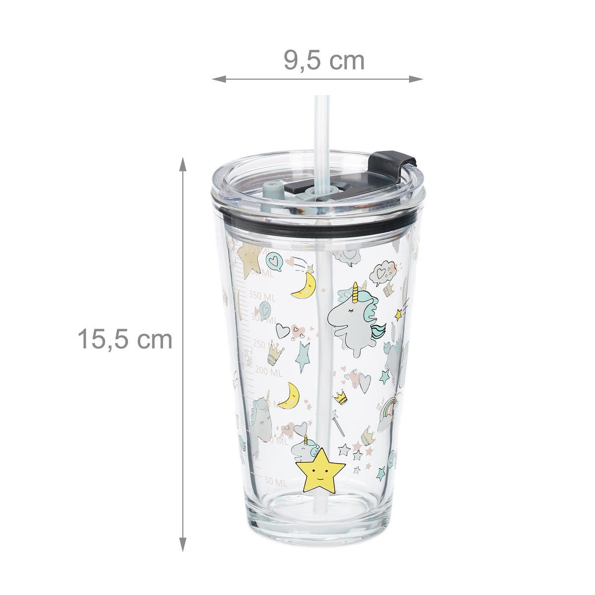 4XKINDERGLAS - Transparent, Glas/Kunststoff (0.45L) - Relaxdays