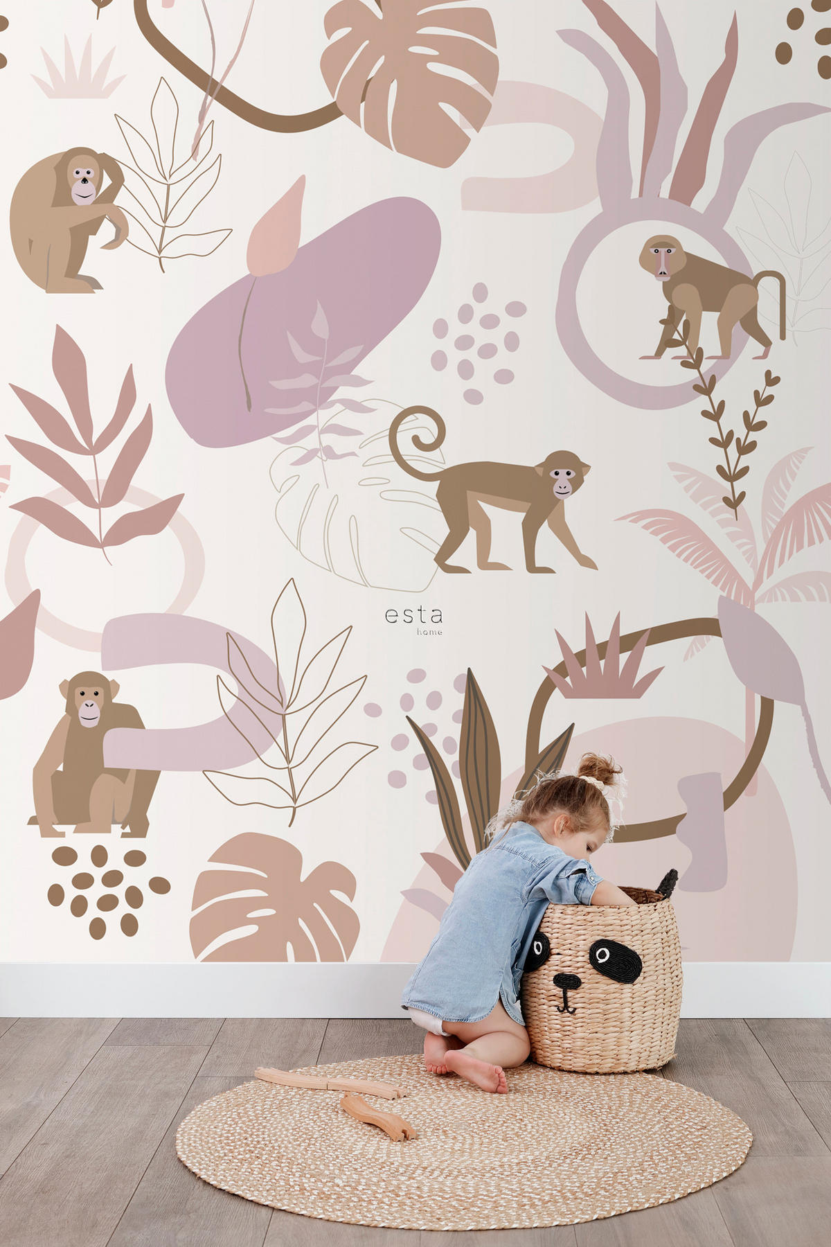 FOTOTAPETE Affen 200 x 279 cm - Pink, Papier (200/279cm) - ESTAhome