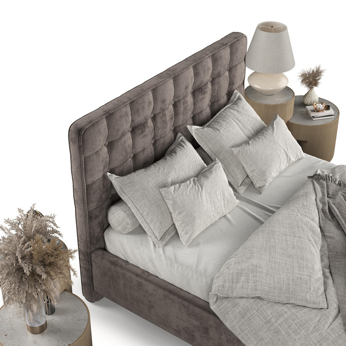 POLSTERBETT Paloma 140/200 cm Braun im Lotta Stoff - Naturfarben/Braun, Holz/Holzwerkstoff (140/200cm) - AltaBeds