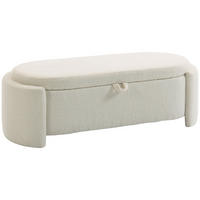 TRUHENBANK DE-16459 oval mit Teddyfell-Bezug und Stauraum Creme - Creme, Textil (129/44/48.5cm) - ComfortXL
