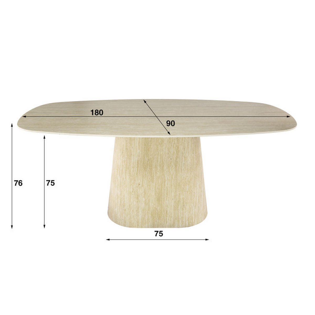 ESSZIMMERTISCH Elio Beige 90/180/76 cm - Beige, Textil (90/180/76cm) - Hoyz Collection