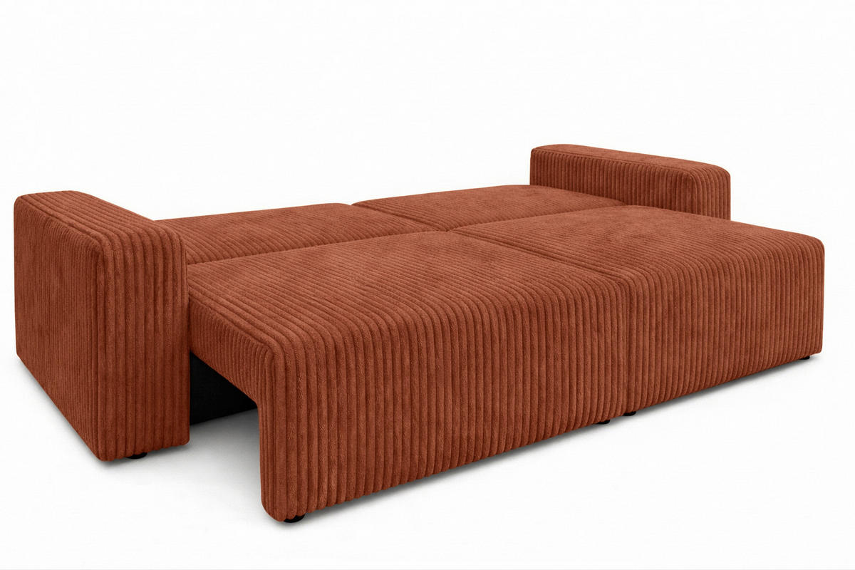 SOFA Mit Schlaffunktion Und Bettkasten, Cordstoff Tilia, Kupfer, BEST SCORNER - Orange, Holz (245/83/90cm) - Kaiser Möbel
