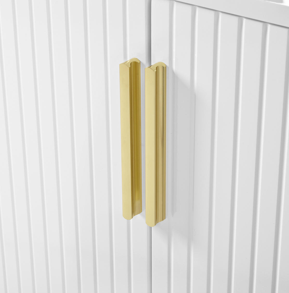 KOMMODE aus MDF 140x40x80cm in Weiß Hochglanz mit 4 Türen - Weiß, Holzwerkstoff (140/80/40cm) - Modfu