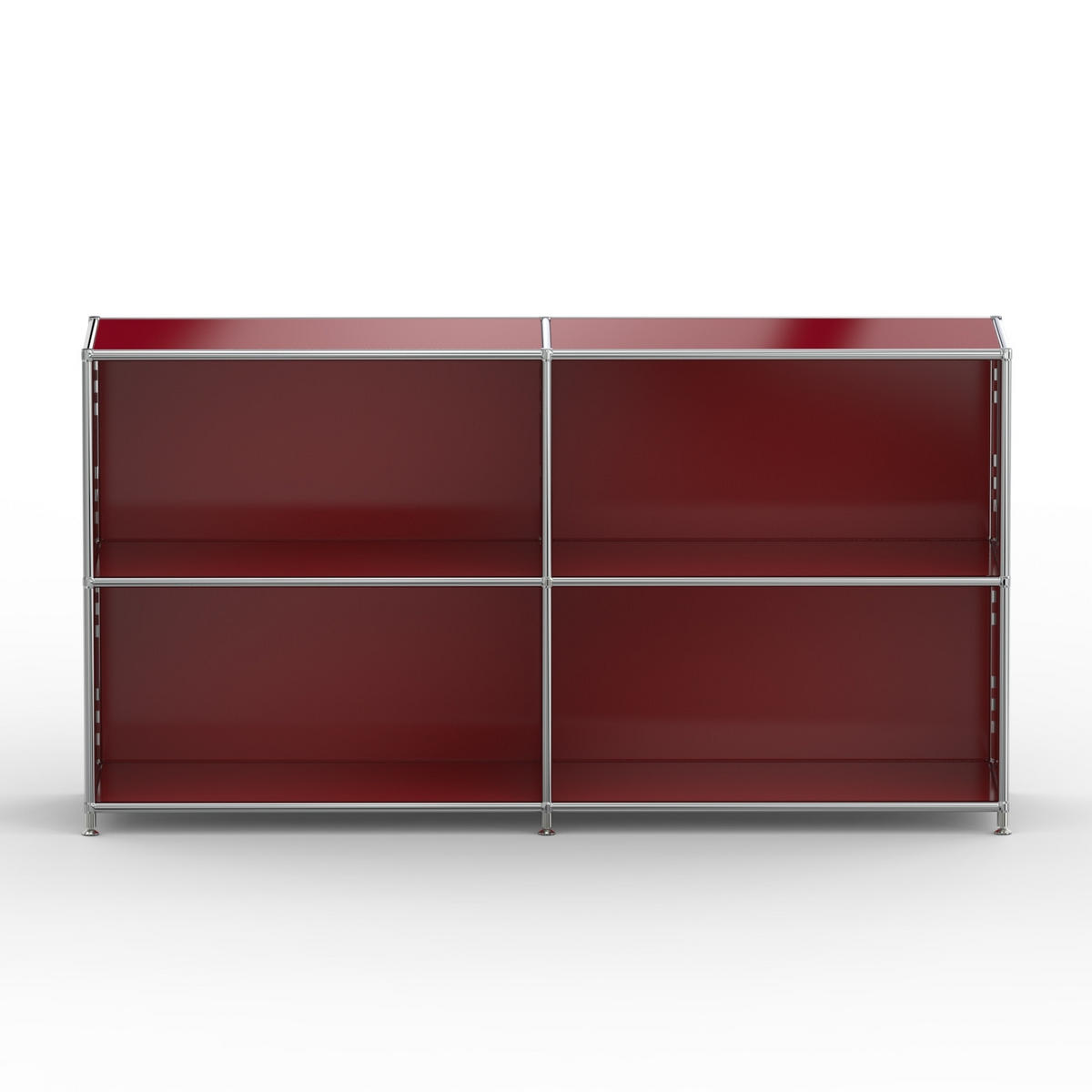 AKTENSCHRANK Büro, 4 offene Fächer, Breite 152 cm, Rubinrot - Chromfarben/Rot, Metall (40/80.5/152.2cm) - Versee