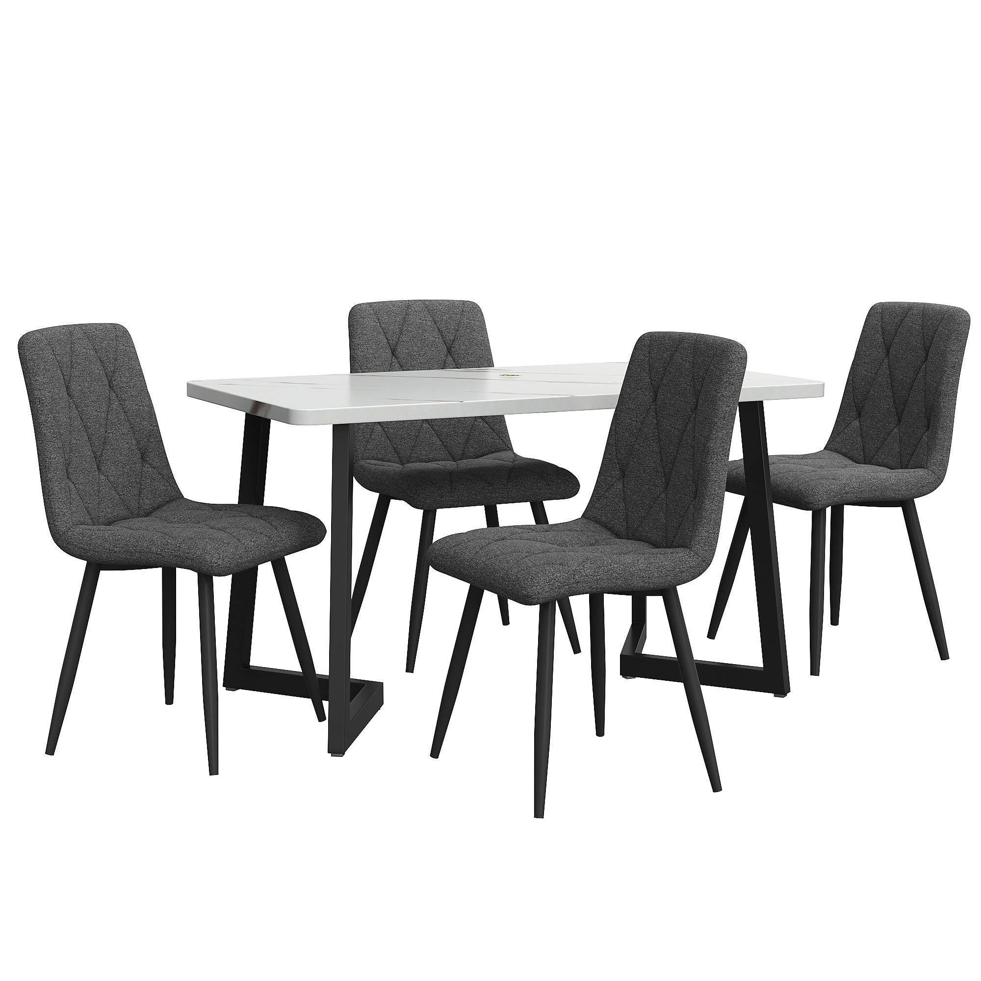 ESSGRUPPE DE-39026 117/68 cm Tisch mit 4 Stühlen Schwarz - Schwarz, Holzwerkstoff (117/75/68cm) - ComfortXL