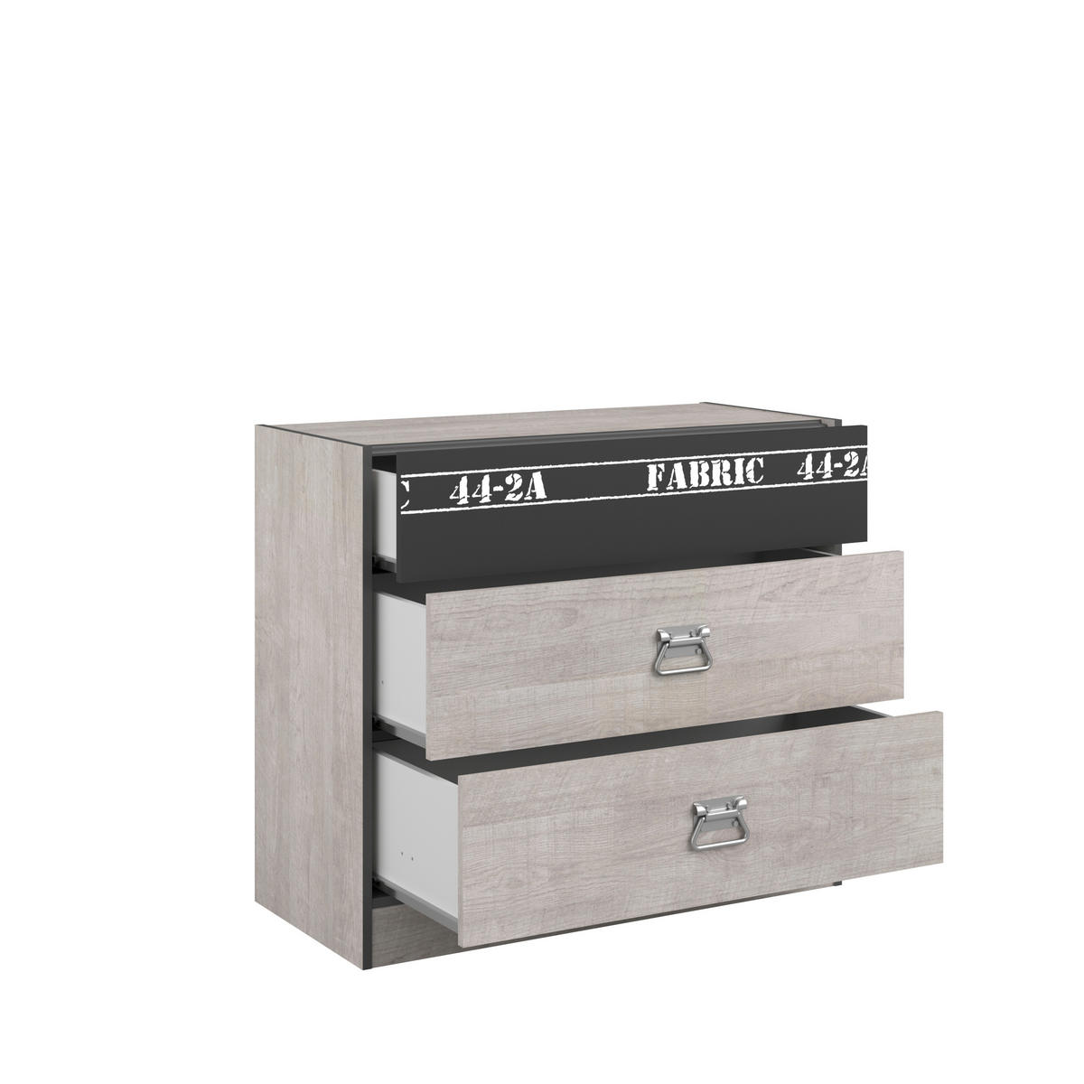 JUGENDZIMMER Fabric 21 in Esche und Grau 5 teilig - Braun, Holzwerkstoff (120/200/80cm)