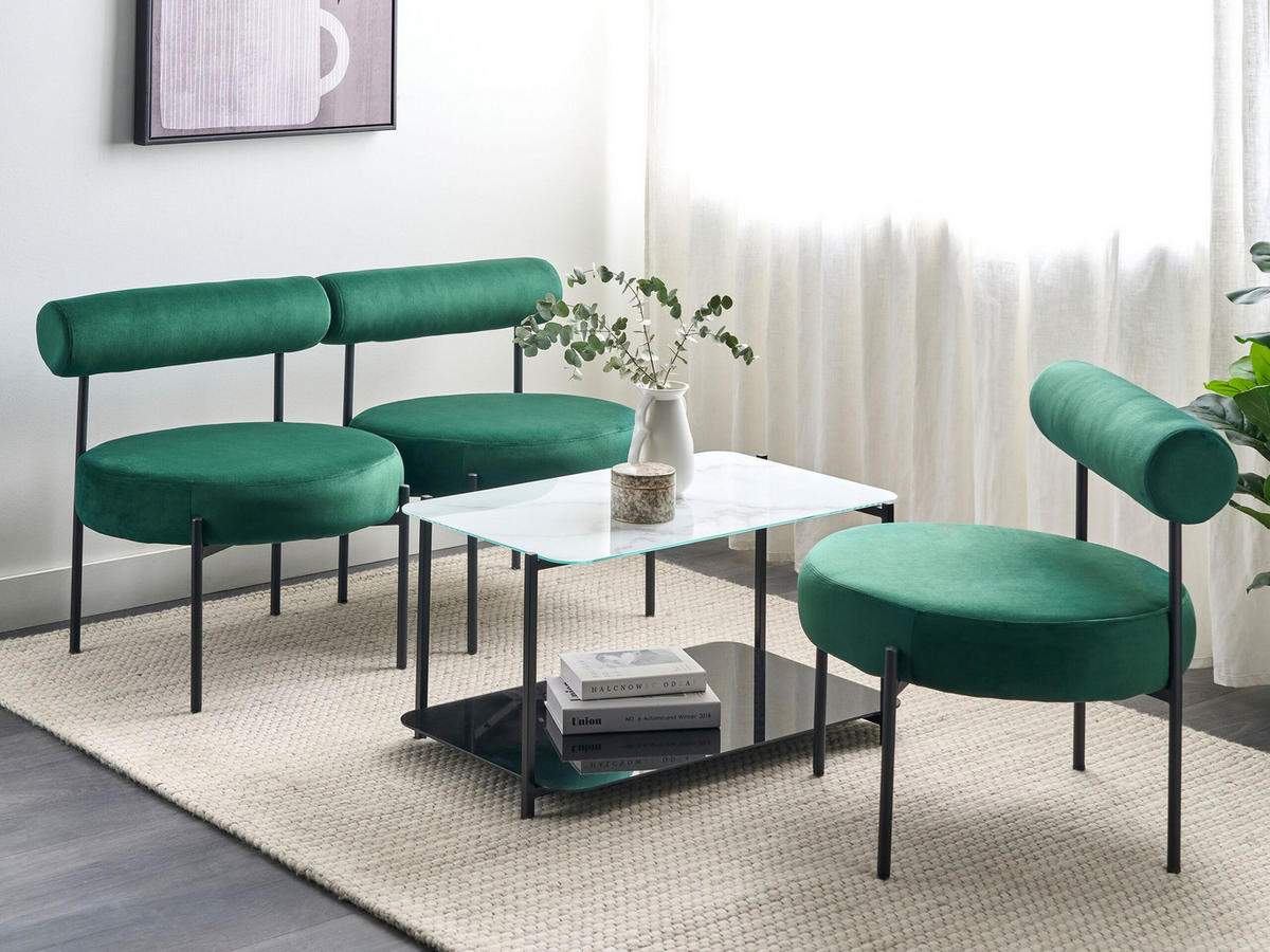 SESSEL Samtstoff Grün/Schwarz Alpha - Grün, Textil/Metall (60/66/60cm) - Beliani