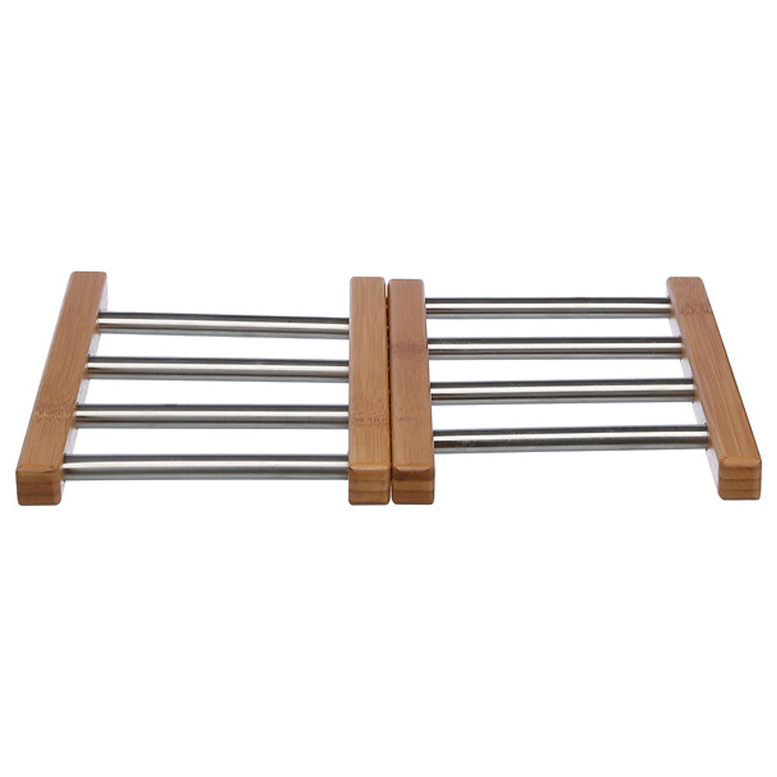 TOPUNTERSETZER Ausziehbar, Bambus, Edelstahl, Grau, 35 x 22 cm - Grau, Holz (22.2/35.2cm) - 5five Simply Smart