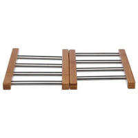 TOPUNTERSETZER Ausziehbar, Bambus, Edelstahl, Grau, 35 x 22 cm - Grau, Holz (22.2/35.2cm) - 5five Simply Smart