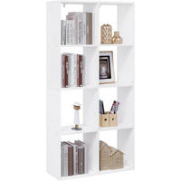 REGALE Bücherregal mit 4 Ebenen, 8 Fächern, Weiß - Weiß, Holzwerkstoff (71/141/29cm) - Woltu