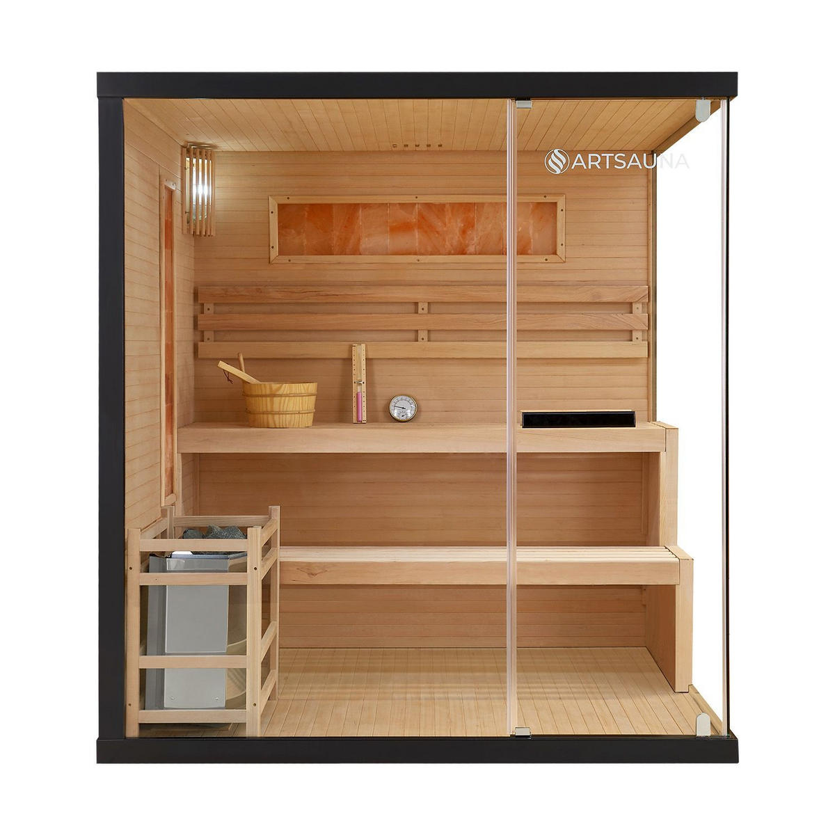 SAUNA Vantaa 175 x 140 cm mit 8 kW Saunaofen - Naturfarben, Holz (140/190/175cm) - Artsauna