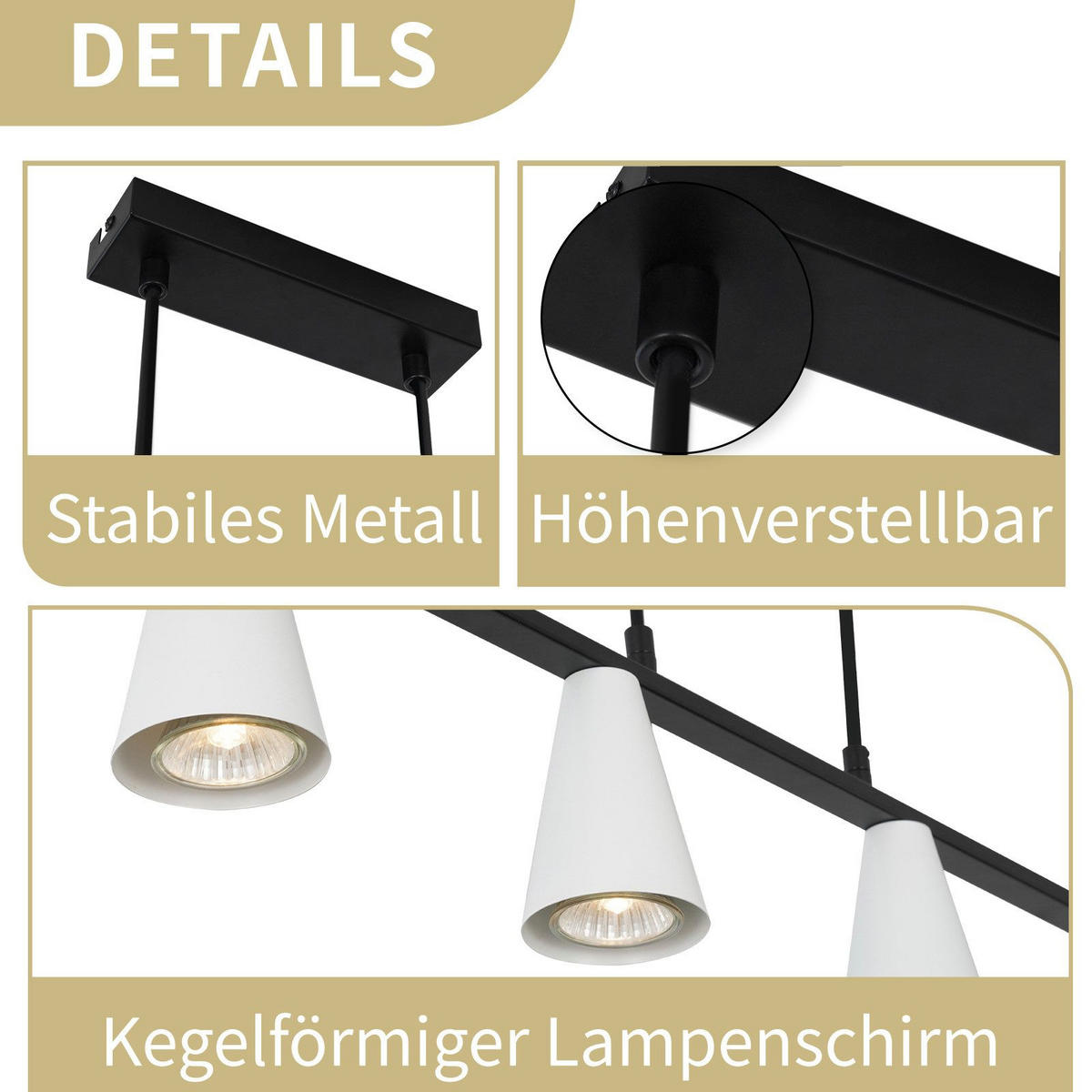 PENDELLEUCHTE Ethan 110/7/160 cm - Weiß, Metall (110/7/160cm) - ZMH