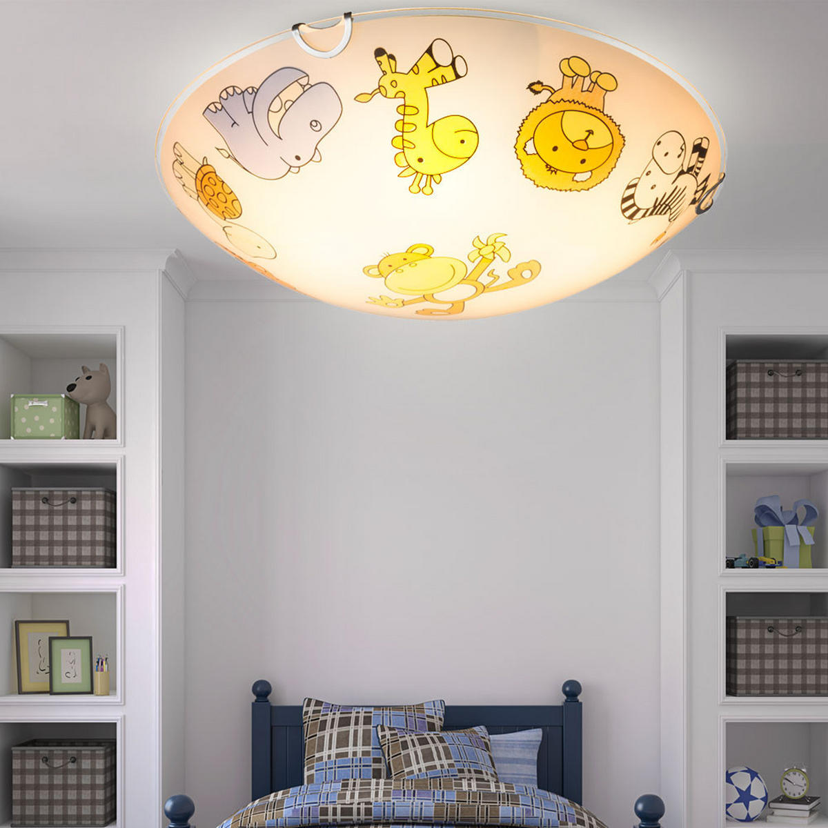 DECKENLEUCHTE KIDDY Glas Bunt - Multicolor, Glas (30/30/6.5cm) - Globo Lighting