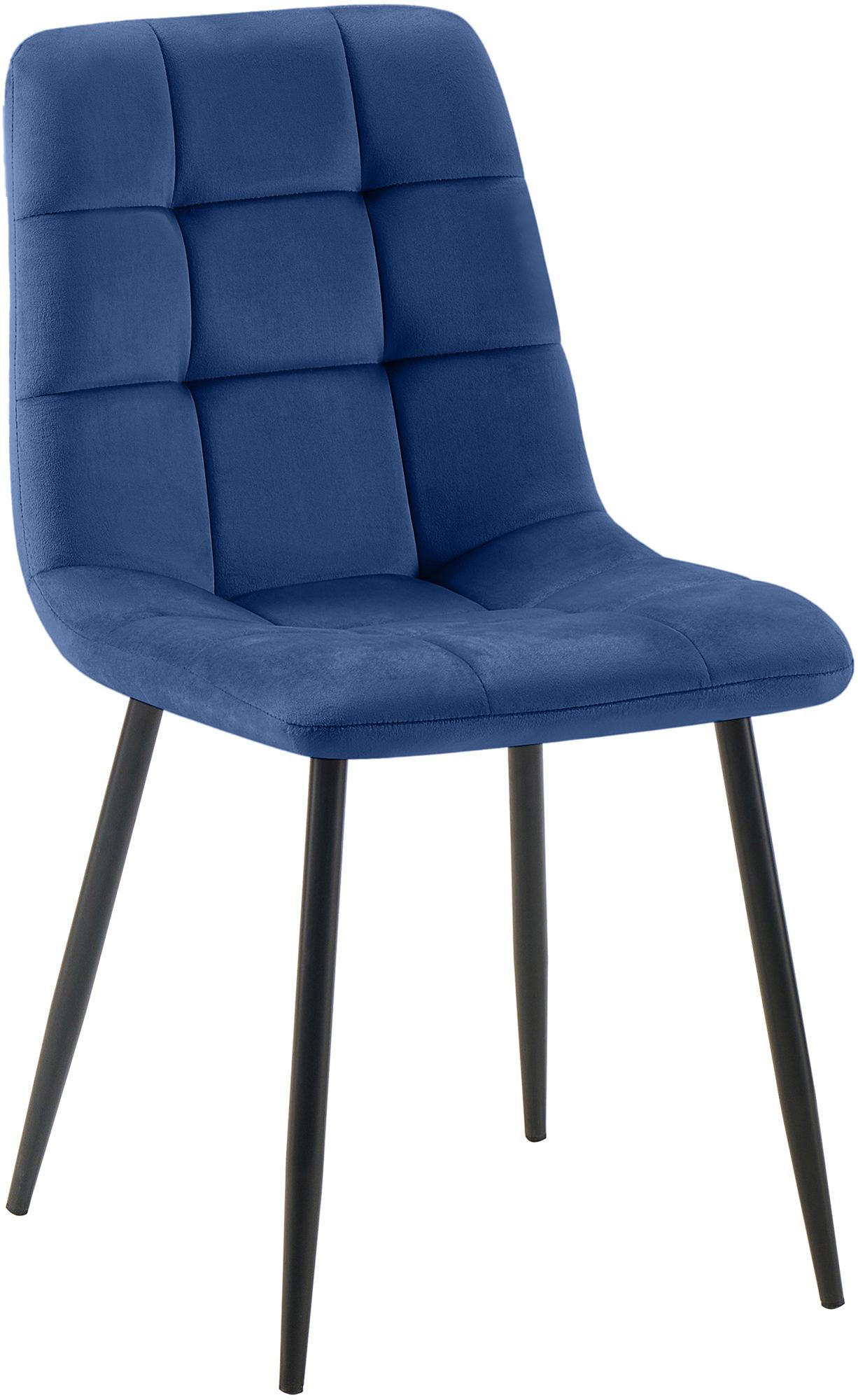 STUHL Samt Blau - Blau/Schwarz, Textil/Metall (45/84/55cm) - CLP
