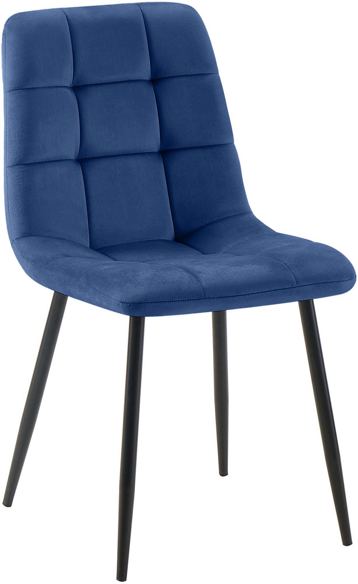 STUHL Samt Blau - Blau/Schwarz, Textil/Metall (45/84/55cm) - CLP