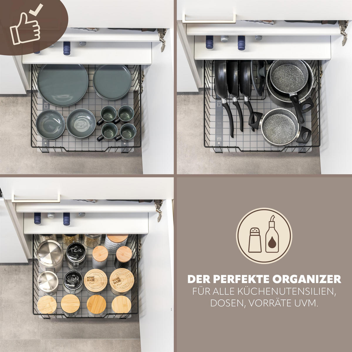 SCHRANK-KORBAUSZUG 50 cm, schwarz - Schwarz, Metall (50/23/50.5cm) - bremermann