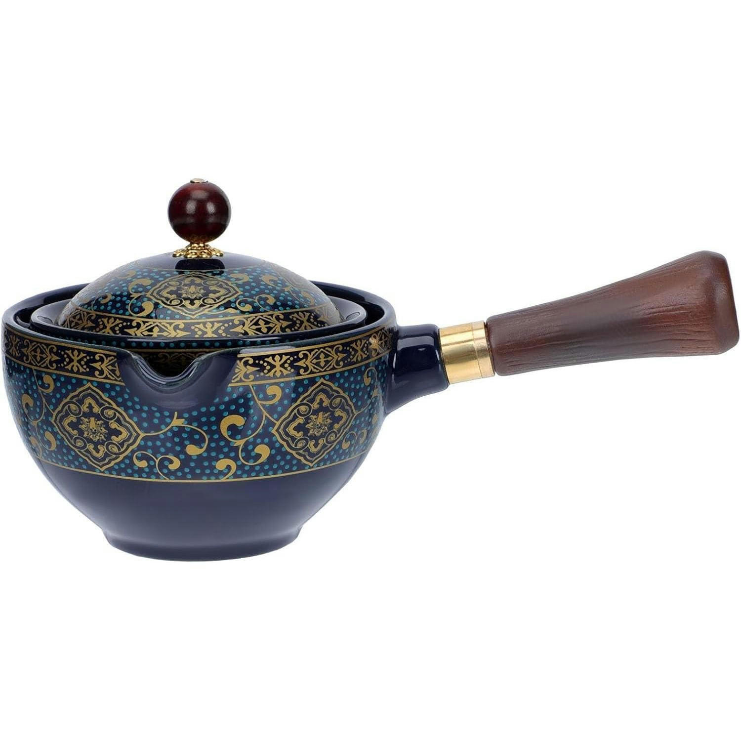 TEEKESSEL Keramik mit Holzgriff und Teesieb - Multicolor, Keramik (11/17cm)