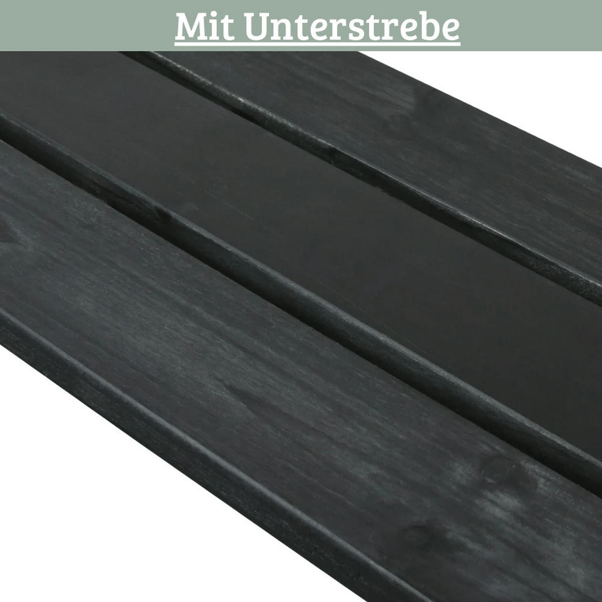 GARTENBANK wetterfest Holz LYDIA 3 Sitzer Schwarz - Schwarz, Holz (118/43.5/33cm) - DELUKE