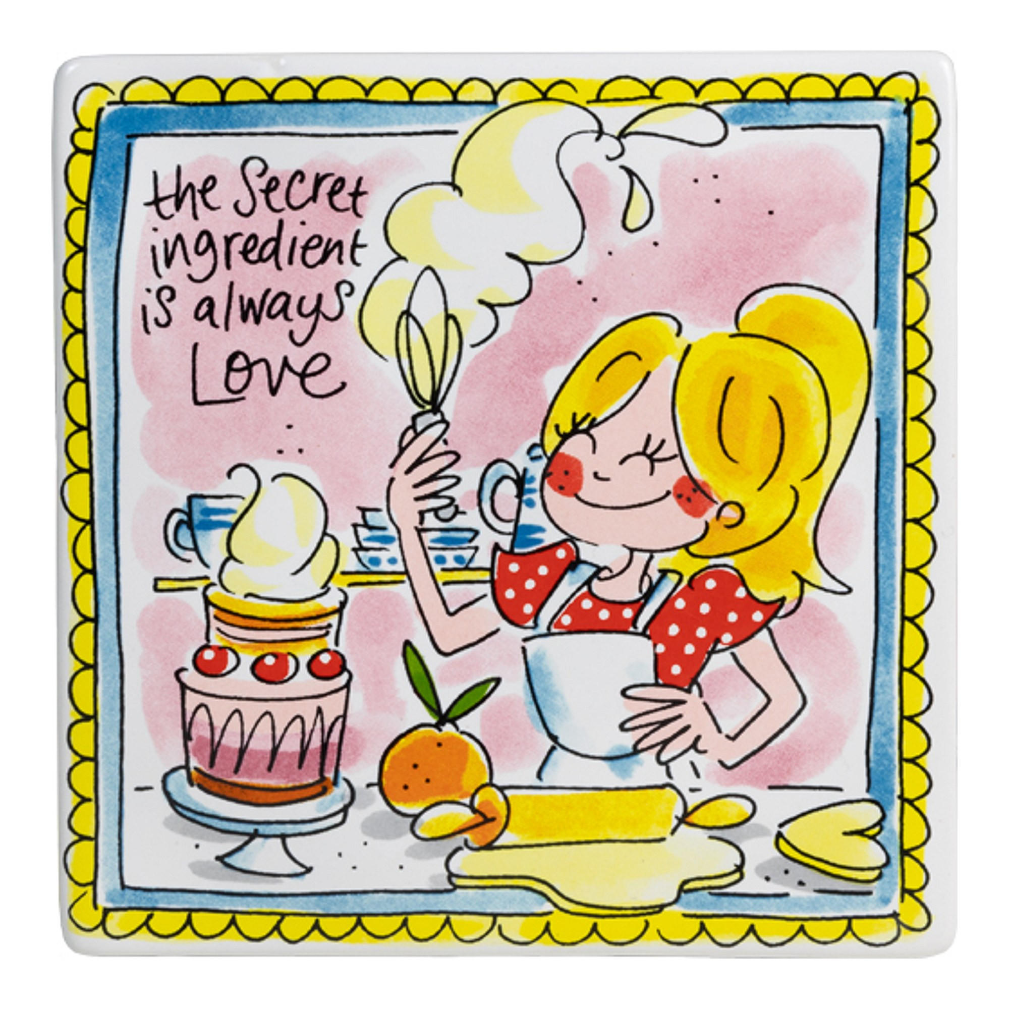 FLIESE Die geheime Zutat ist immer Liebe in Bunt - 13cm - Multicolor, Keramik (13/0.5/13cm) - Blond Amsterdam