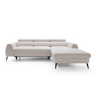 ECKSOFA NOTE Creme Chenille mit Schlaffunktion - Creme, Holz (270/184cm) - MASSENO