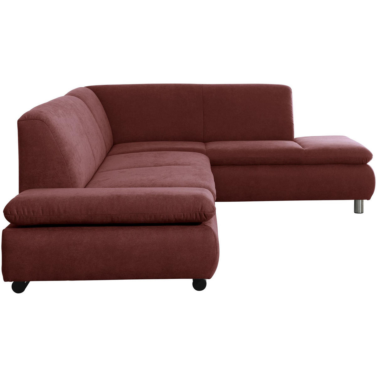ECKSOFA mit Ottomane rechts Kaye Flachgewebe rot - Rot, Kunststoff (190/270cm) - 58aufmkessel