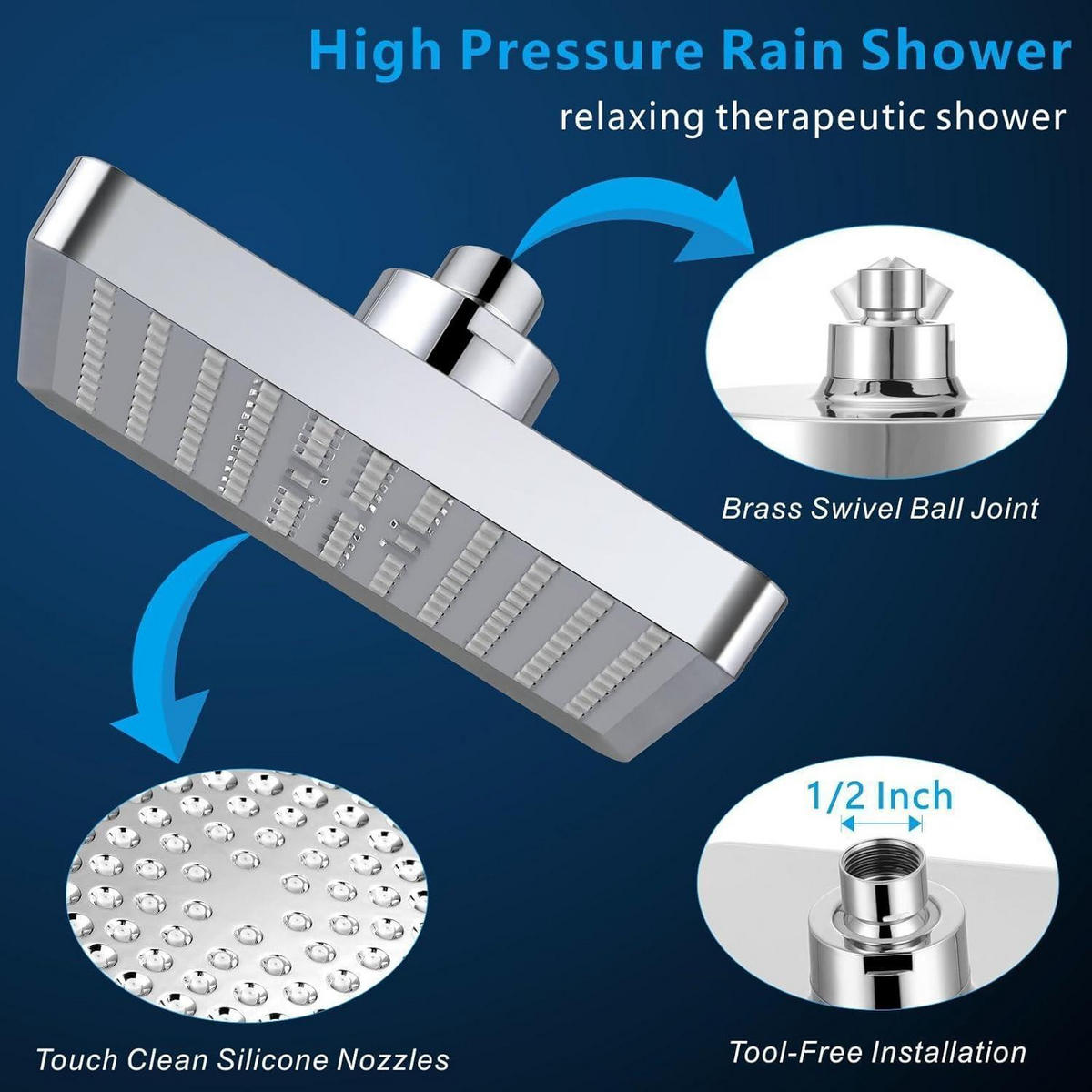 REGENDUSCHE 15 cm Quadratisch Chrom-Finish Hochdruck - Silberfarben, Metall (15/2/15cm)