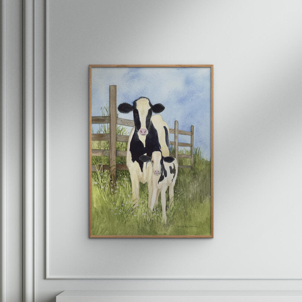POSTER Wild Apple - Farm Family Cows - Grün, Papier (50/70/0.1cm) - Poster&Frame