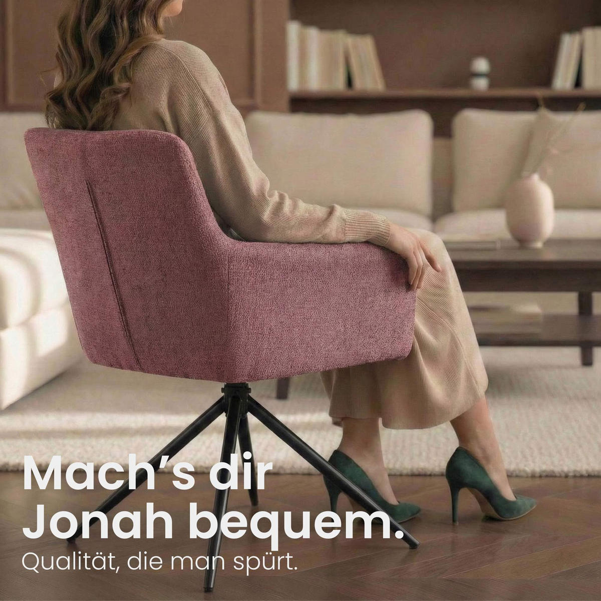 ARMLEHNENSTUHL 2er Set Stoff Rubinrot - Rot/Schwarz, Textil/Metall (59/87/59cm) - CLP