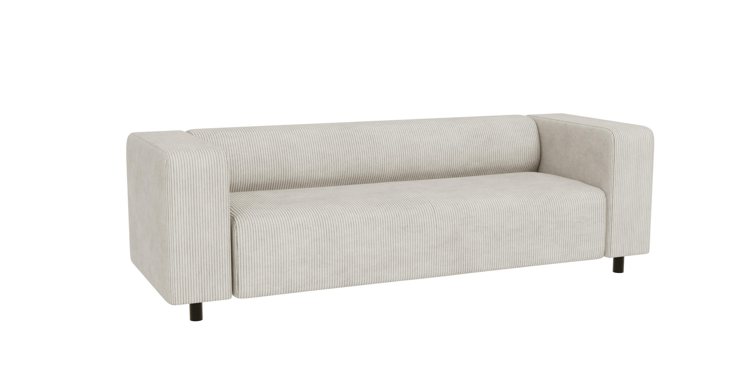3-SITZER-SOFA Tove Beige Cord - Beige/Schwarz, Holz/Kunststoff (135/65/80cm) - S-Style Möbel