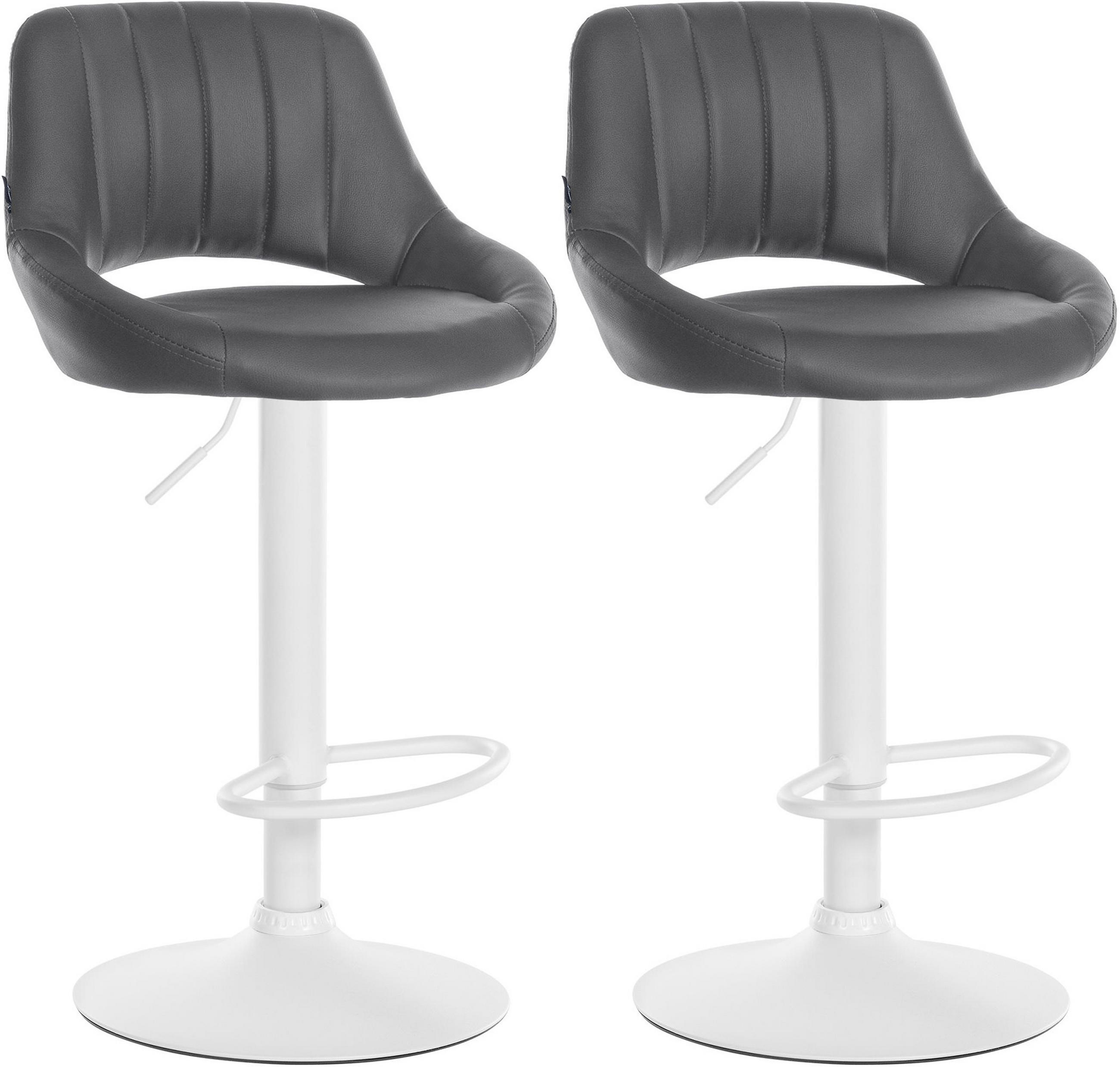 BARHOCKER 2er Set Milos Kunstleder W grau - Weiß/Grau, Kunststoff/Metall (47/106/48cm) - TPFLiving