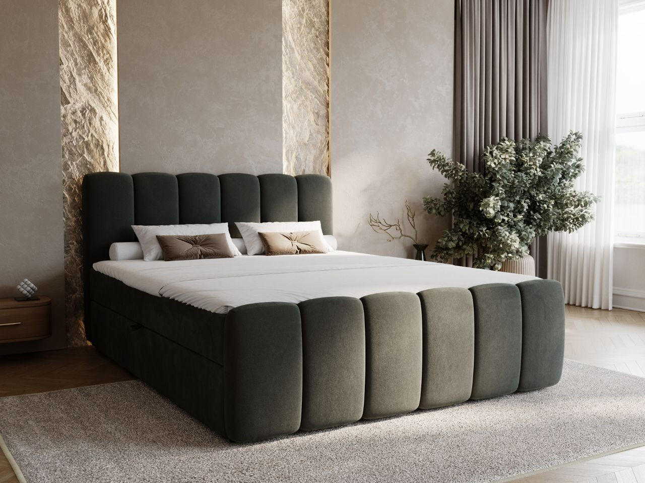 BOXBETT Cloud 200x200 Dunkelgrau - Dunkelgrau, Holz/Textil (200/200cm) - Graingold