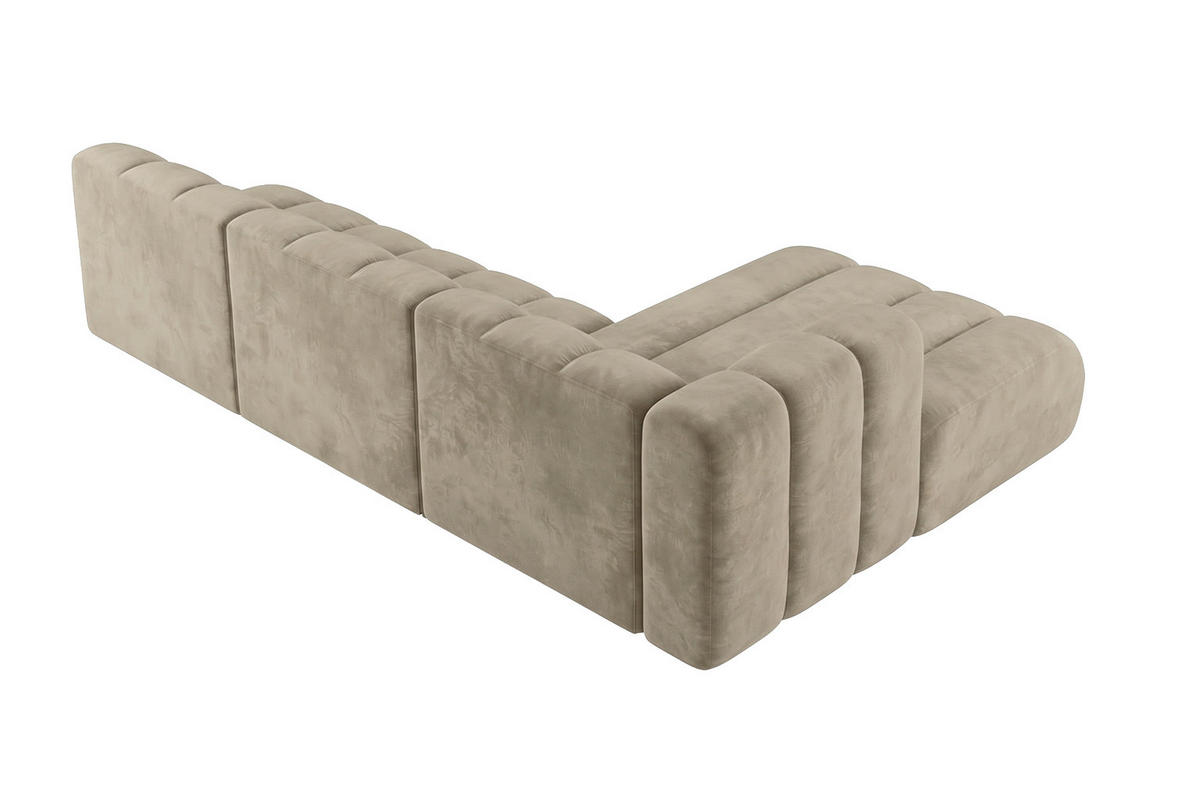 ECKSOFA Modulares In L-Form, Velvet-Stoff Riviera, Beige, Rechts, GRAND 295 cm - Beige, Holz (295/179cm) - Kaiser Möbel