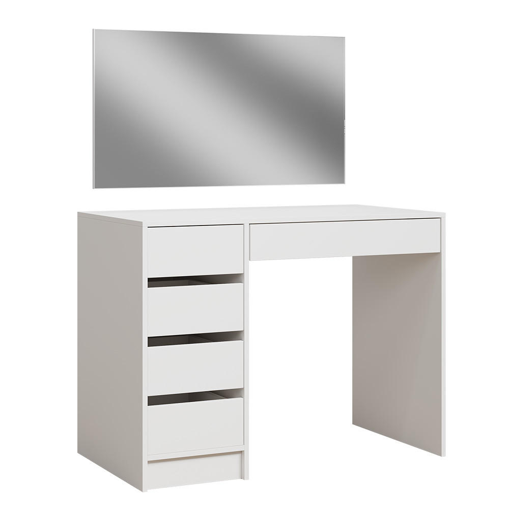 SCHMINKTISCH Thalia Weiß 100 cm mit 5 Schubladen - Weiß, Holzwerkstoff (100/75.5/50cm) - Vicco