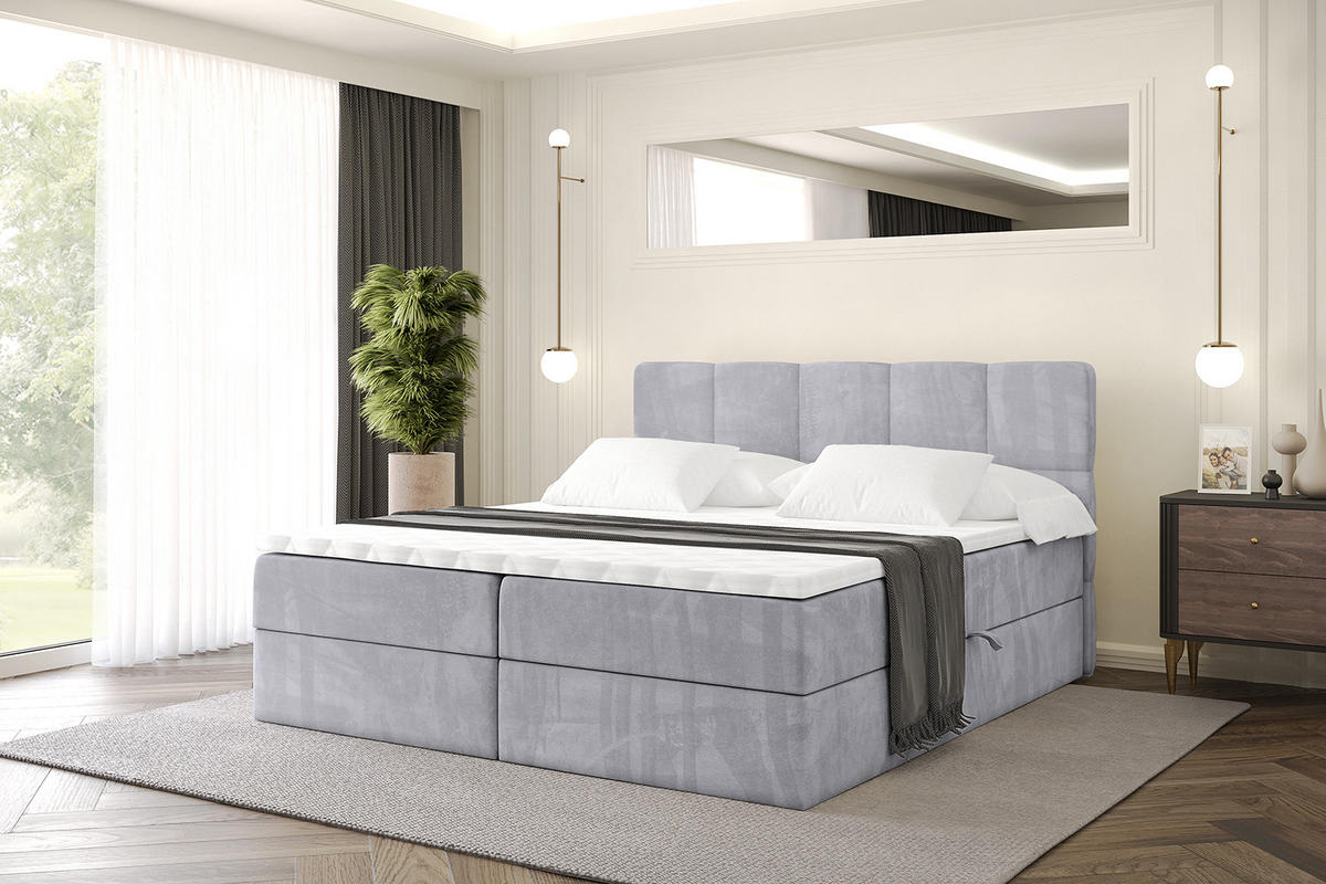 BOXBETT mit Matratze H4 und Lattenrost - LIRO - 160x200 - Grau Monolith - Grau, Holzwerkstoff/Kunststoff (160/200cm) - ALTDECOR