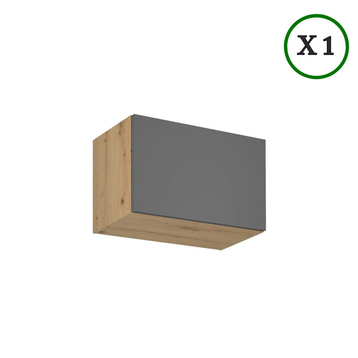 KÜCHENZEILE 200 cm - Langen K24-M200 - in Artisan Eiche/Grau - Eiche Artisan/Grau, Holz/Metall (200/210/47cm)