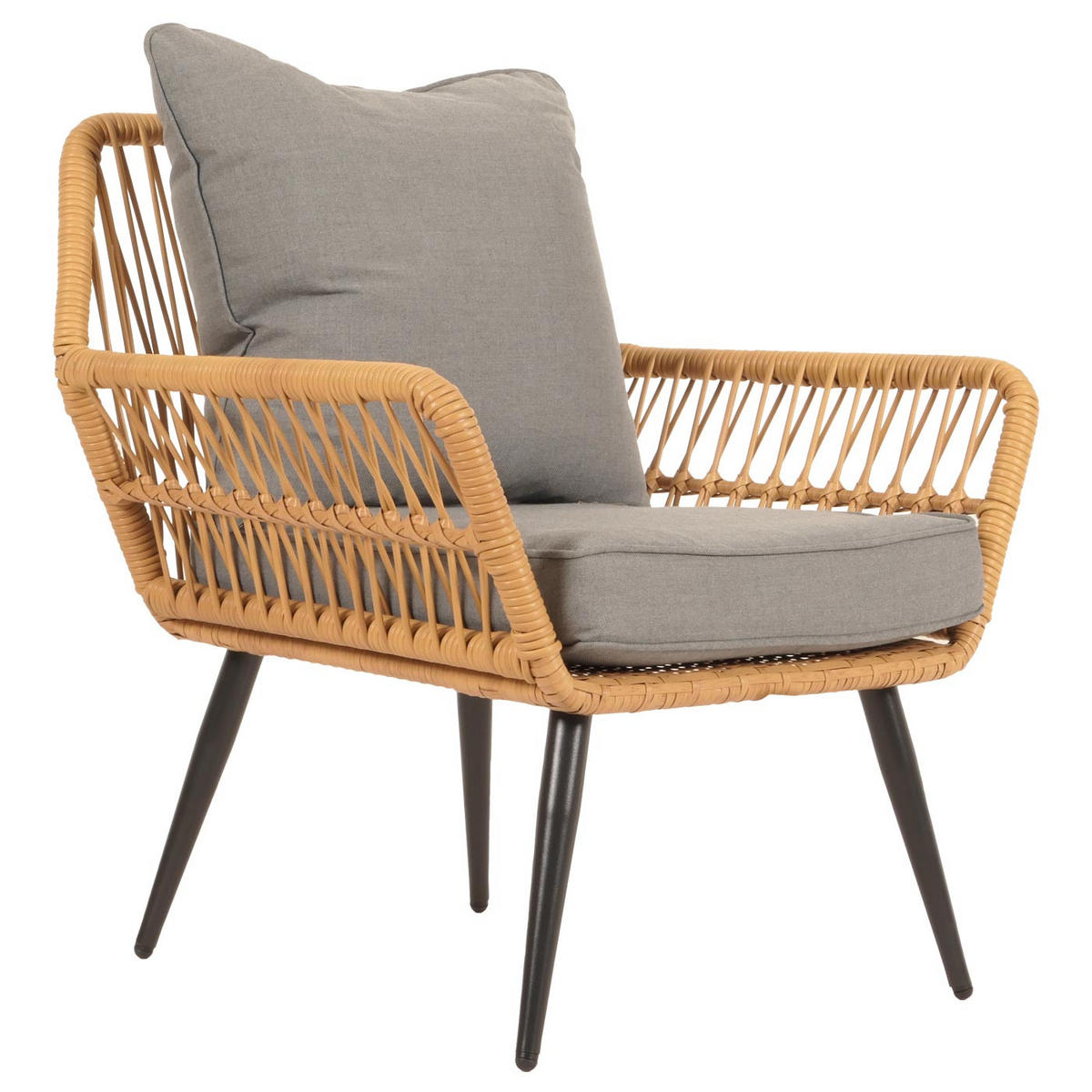 GARTEN-GARNITUR aus Poly-Rattan HxBxT 78x64x72cm Sitzhöhe 41cm Dunkelgrau - Dunkelgrau, Kunststoff - PROREGAL