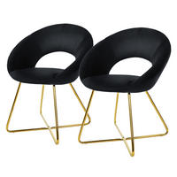 STUHL Samt schwarz 2er Set - Schwarz, Metall (53/77/64cm) - ML-DESIGN