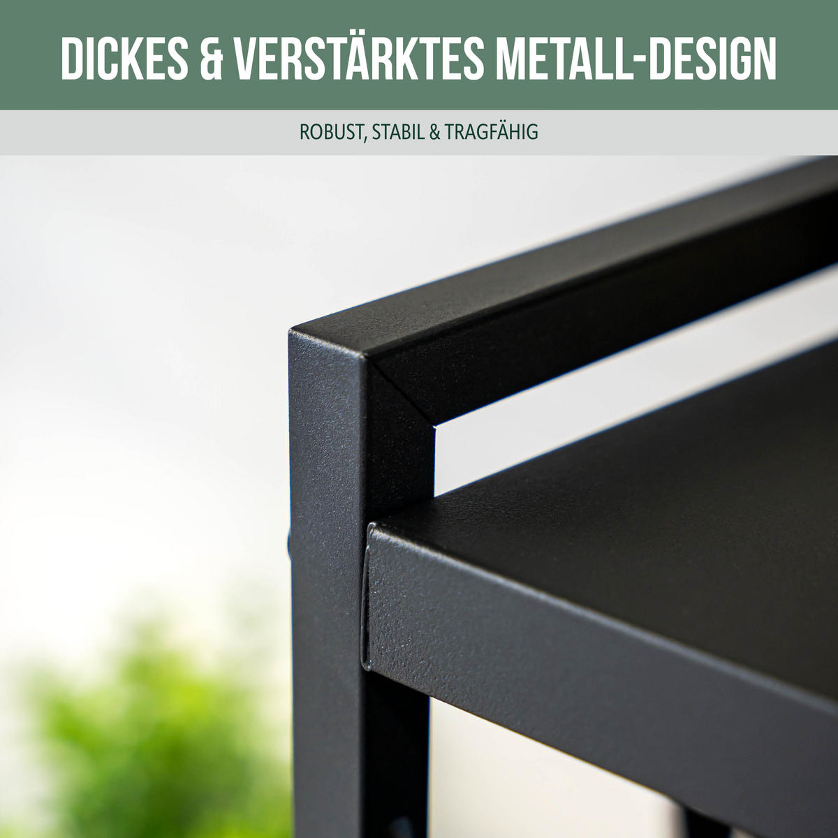 MIKROWELLENREGAL, schwarz, Metall - Schwarz, Metall (42.5/80.5/31.5cm) - eluno