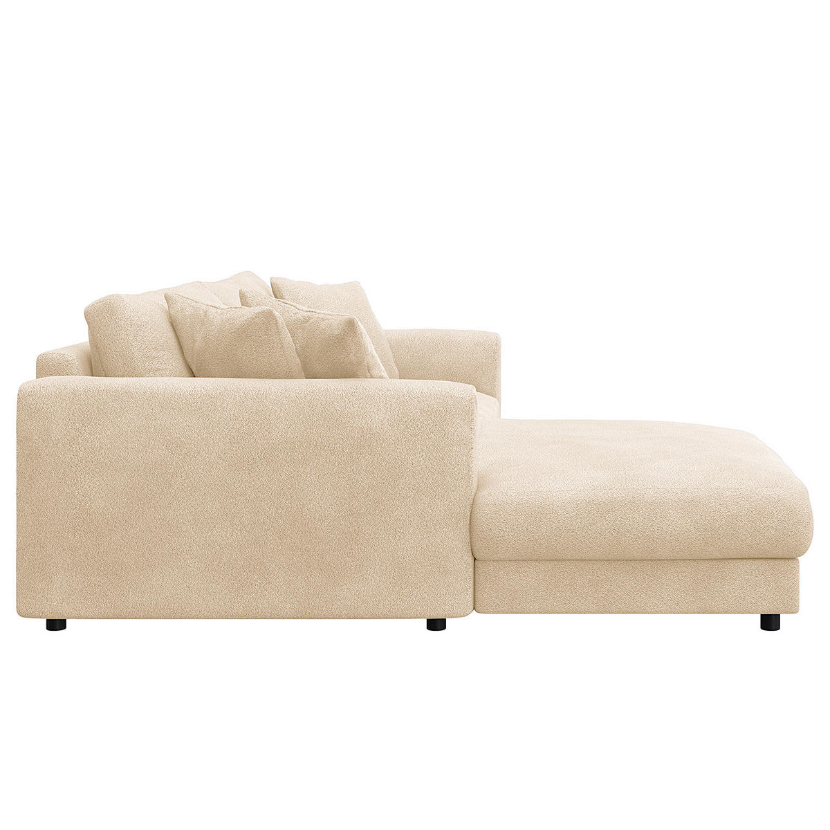 ECKSOFA mit Longchair - Beige/Schwarz, Kunststoff/Textil (238/183cm) - home24