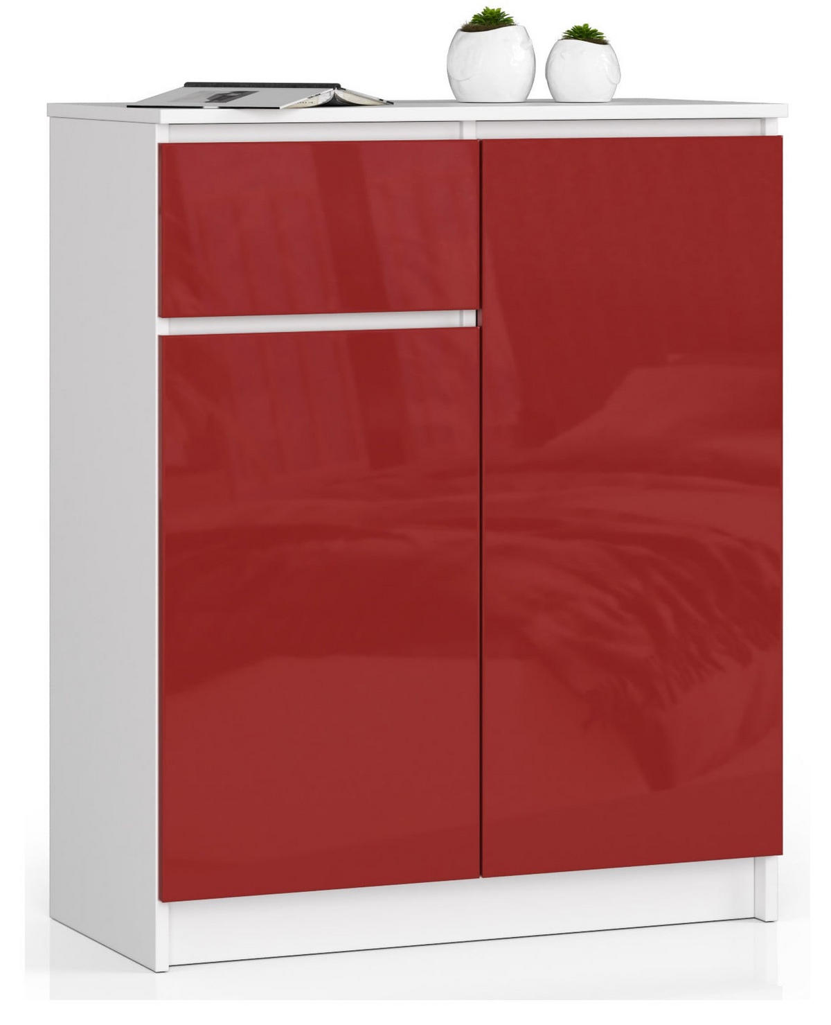 KOMMODE Weiß, Rot Glanz 99/80/40 - Weiß, Holzwerkstoff (80/99/40cm) - RAUMHIRSCH FURNITURE