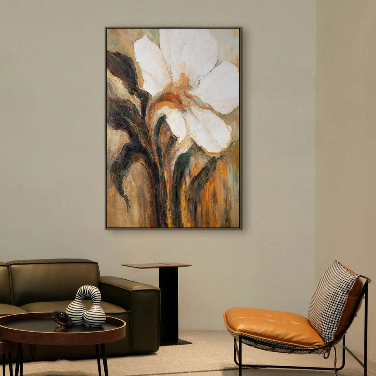 GEMÄLDE Warme Farben Schattenfugenrahmen Eichefarben 120x80 cm - Eichefarben, Holz (120/80cm) - YS-art gallery