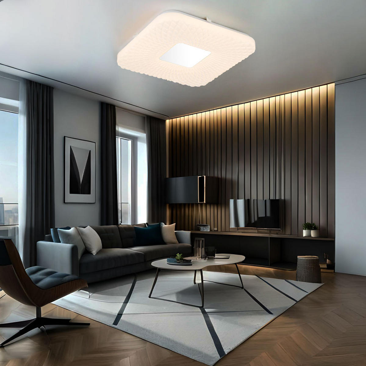 LED DECKENLEUCHTE FINDUS Weiß Metall - Weiß, Metall (33/33/4.6cm) - Globo Lighting