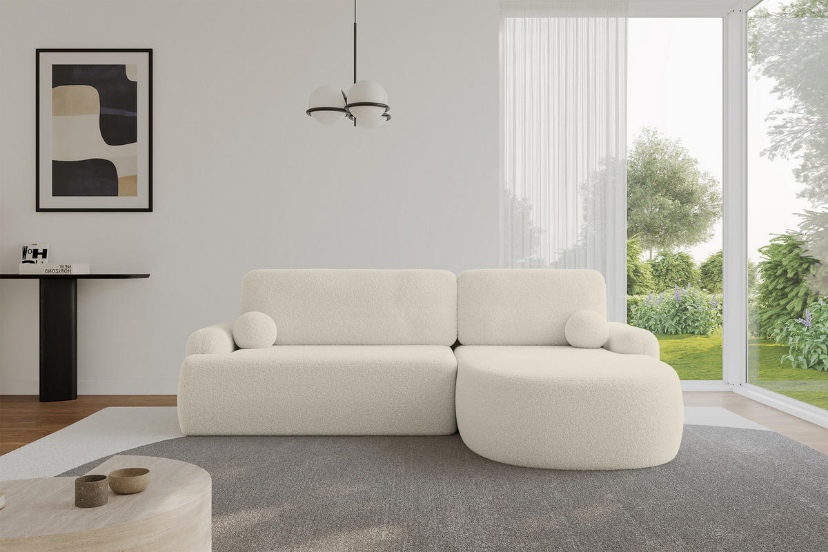 ECKSOFA mit Schlaffunktion und Bettkasten LIRA-L - 264x172x89 Beige - Beige, Holzwerkstoff/Textil (172/264cm) - ALTDECOR
